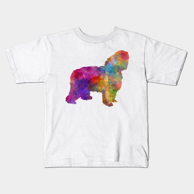 Polish Lowland Sheepdog in watercolor Kids T-Shirt by PaulrommerArt